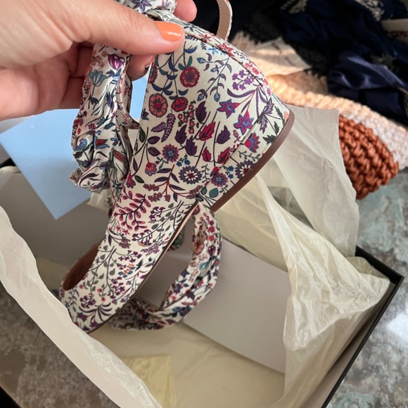 Sally ballet flat in “poppy liberty” with ankle tie - Picture 6 of 8